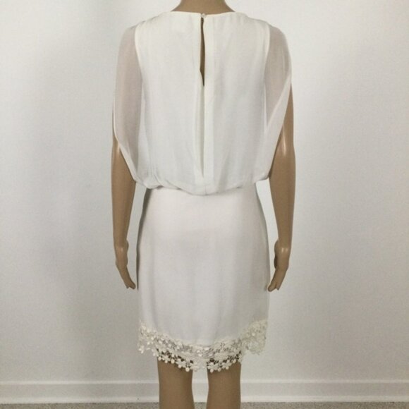 👛 2/$50 VERA MODA Midi Occasion Dress Off White with Lace Trim - Picture 7 of 12